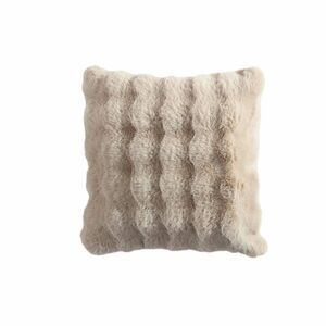 Riverbrook Home - 20"x20" Riverbrook Home Wavy Faux Fur Square Throw Tan